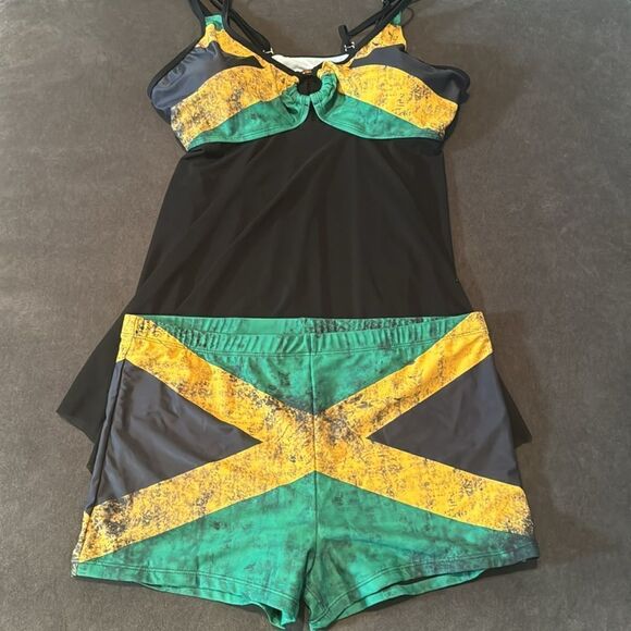 Women’s 2 Piece Jamaican Flag Design Bikini Swimsuit Bathers Size 2XL NEW - Picture 13 of 16